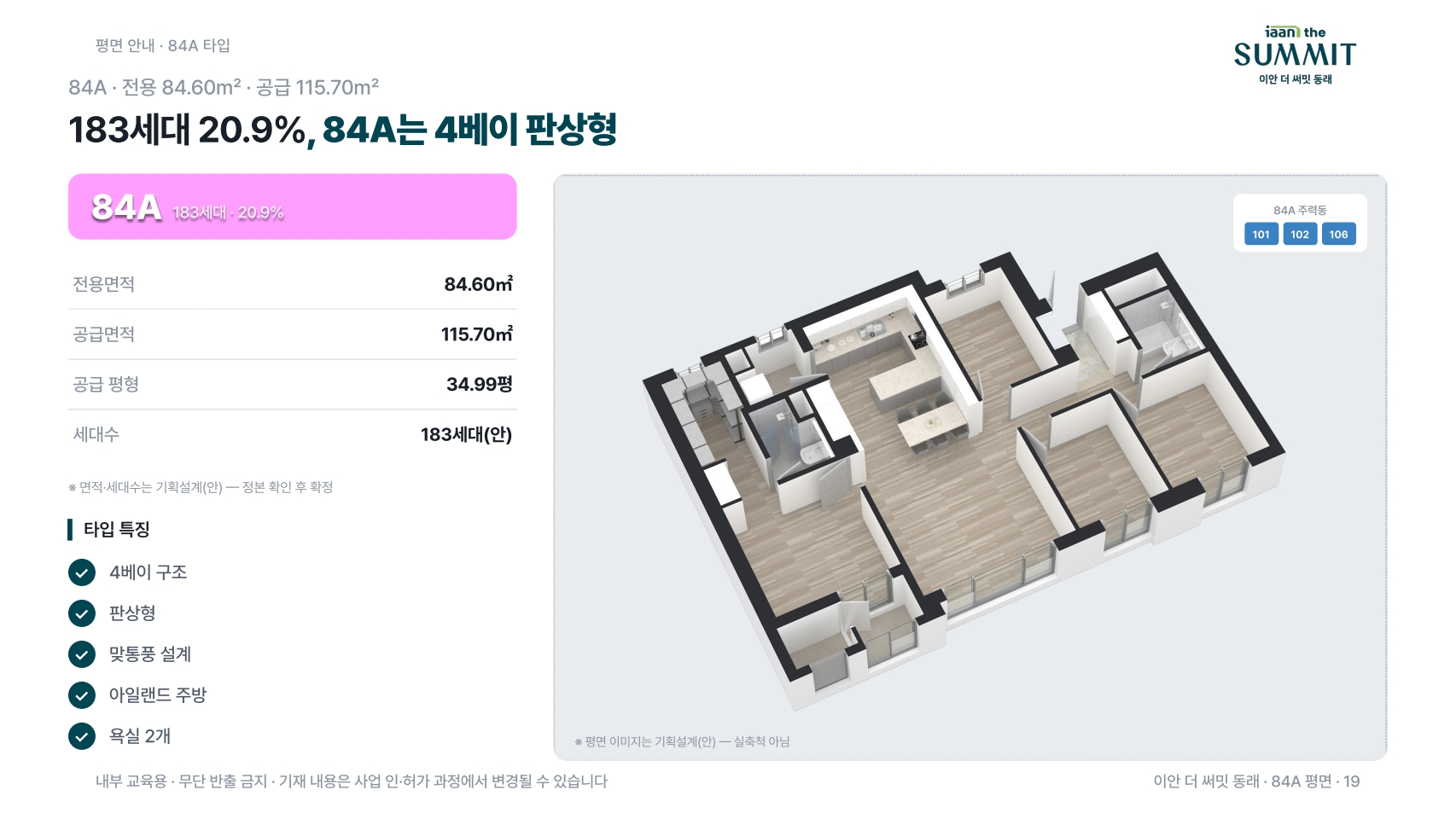 이안 더 써밋 동래 84A 타입 평면도