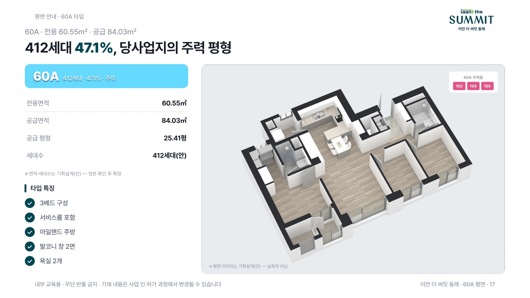 이안 더 써밋 동래 60A 타입 평면도